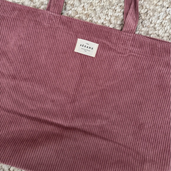 NWOT Sézane Pink Corduroy Tote Bag - Picture 2 of 5
